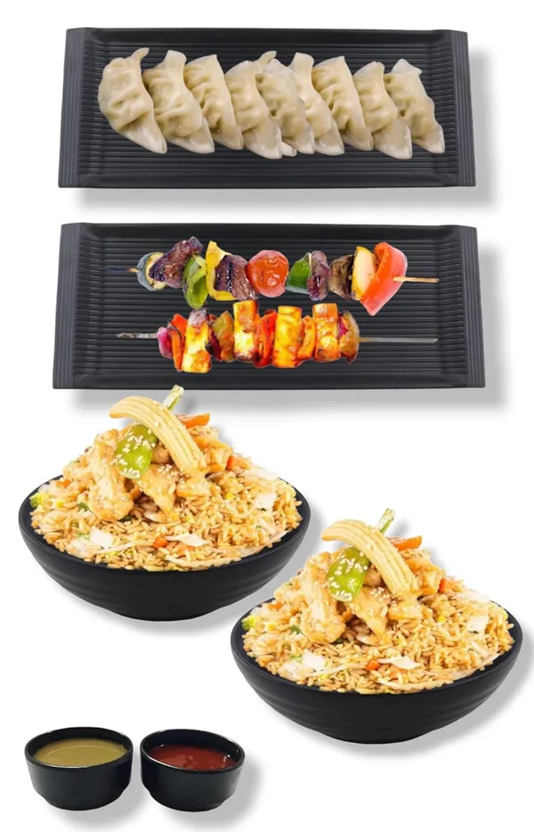 Melamine_Black_Serving_Platter_Combo_For_French_Fries_Momos_Rolls_Dessert_And_Snacks_Serving_Tray_Combo_1011