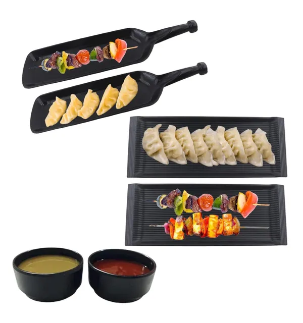 Melamine_Black_Serving_Platter_Combo_For_French_Fries_Momos_Rolls_Dessert_And_Snacks_Serving_Tray_Combo_1004