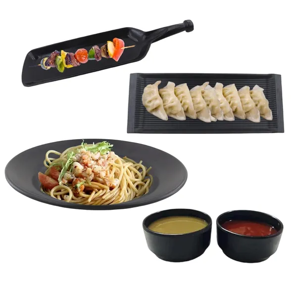 Melamine_Black_Serving_Platter_Combo_For_French_Fries_Momos_Rolls_Dessert_And_Snacks_Serving_Tray_Combo_1003