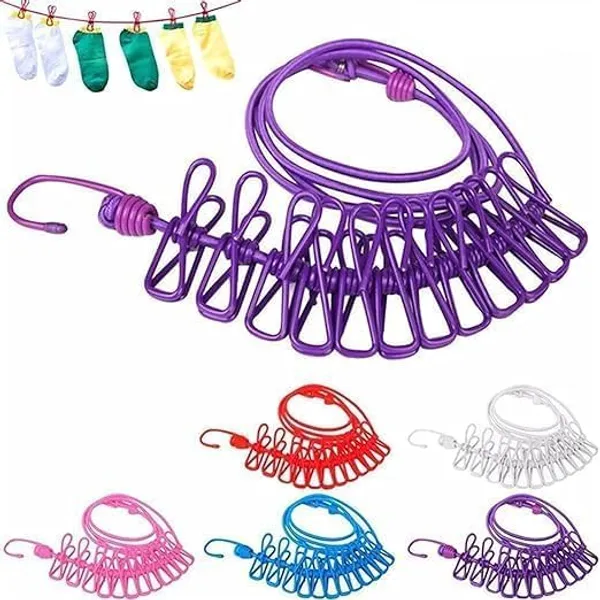 Cloth_Drying_Rope_With_Two_Sided_Hooks_Elastic_Hanging_Rope_For_Travel_Home_And_Outdoor_Drying_Includes_12_Clips_Kapde_Sukhane_Ki_Rassi_Wire_Pack_Of_1_Multicolour