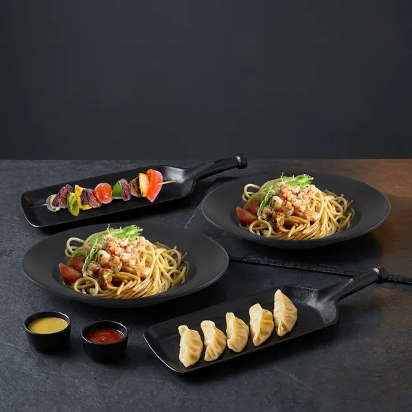 Melamine_Black_Serving_Platter_Combo_For_French_Fries_Momos_Rolls_Dessert_And_Snacks_Serving_Tray_Combo_1007