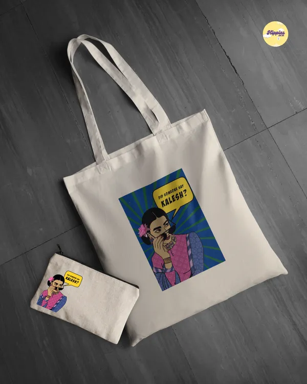 Combo_of_Kalesh_Everyday_Tote_bag_&_Canvas_pouch_|_Tote_Bag_with_Non_Zipper_Closure