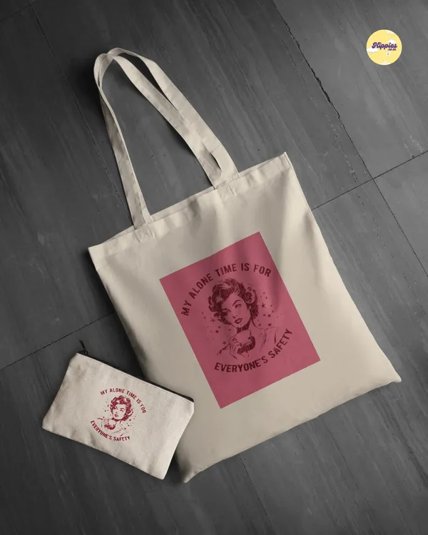 Combo_of_'for_everyone's_safety'Everyday_Tote_bag_&_Canvas_pouch_|_Tote_Bag_with_Non_Zipper_Closure