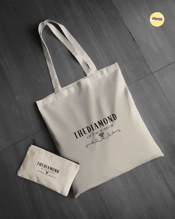 Combo_of_'Diamond_of_the_season'_Everyday_Tote_bag_&_Canvas_pouch_|_Tote_Bag_with_Non_Zipper_Closure