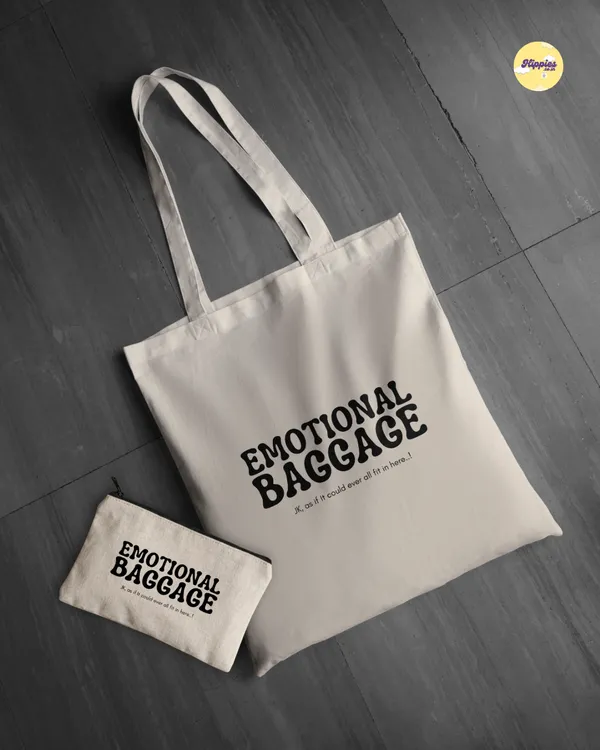Combo_of_'Emotional_Baggage'_Everyday_Tote_bag_&_Canvas_pouch_|_Tote_Bag_with_Non_Zipper_Closure