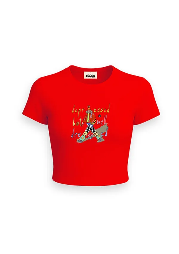 Depressed_But_Well_Dressed_Baby_Tee_190Gsm_Cotton_Tee