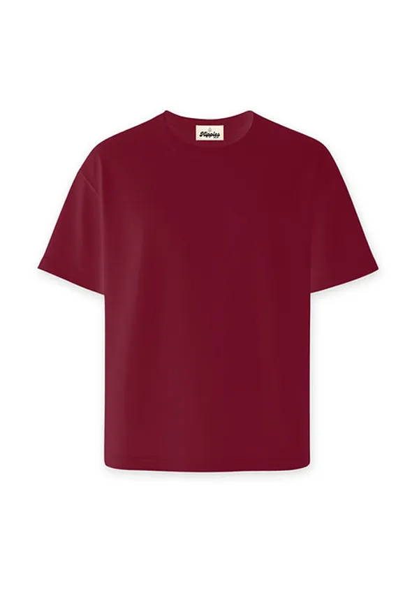 Maroon_Solid_Oversized_Tee_240Gsm_Cotton_Tshirt