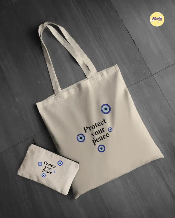 Combo_of_'Protect_Your_Energy'_Everyday_Tote_bag_&_Pouch_|_Tote_bag_with_non-zipper_closure