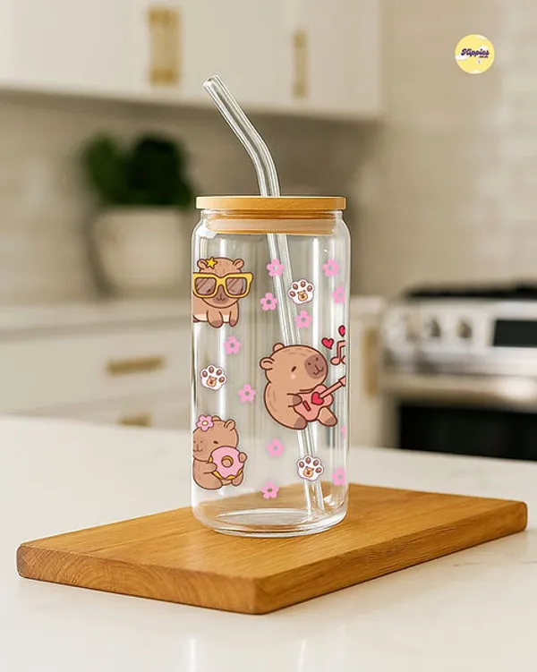 Capybara_Glass_Tumbler_With_Straw