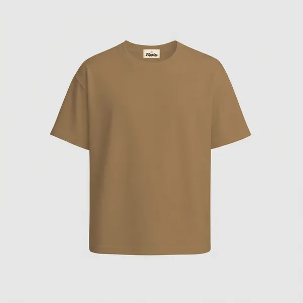 Beige_Solid_Oversized_Tee_240Gsm_Cotton_Tshirt