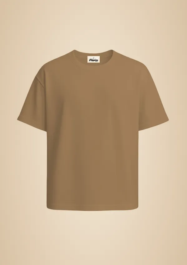 Beige_Solid_Oversized_Tee_240Gsm_Cotton_Tshirt