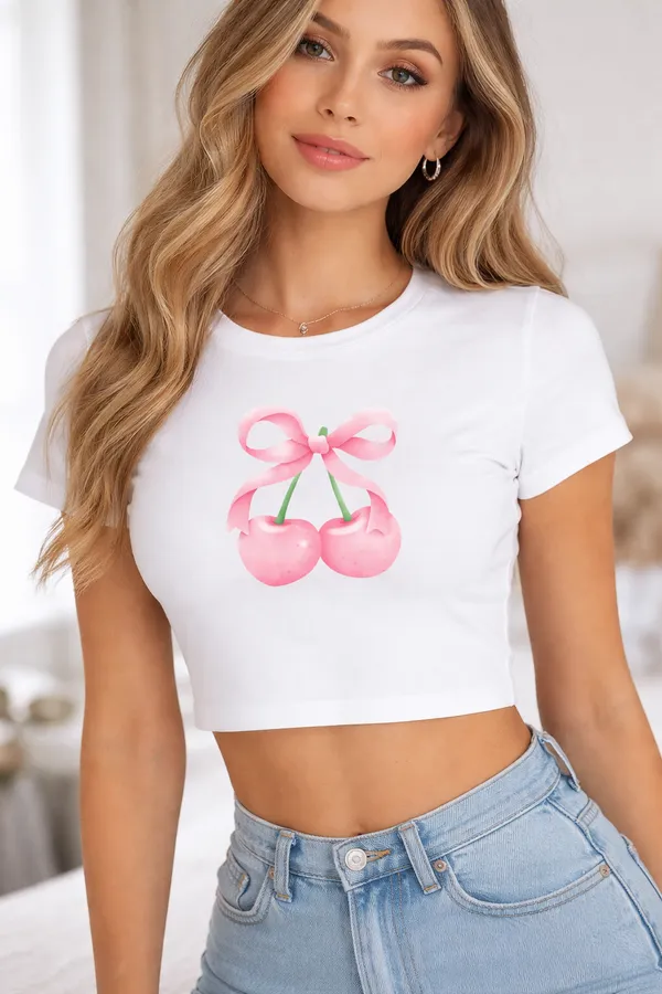 Cherries_In_A_Bow_Baby_Tee_190Gsm_Cotton_Crop_Tee
