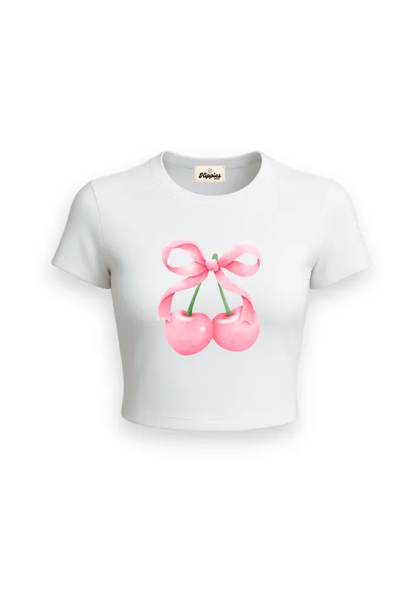 Cherries_In_A_Bow_Baby_Tee_190Gsm_Cotton_Crop_Tee