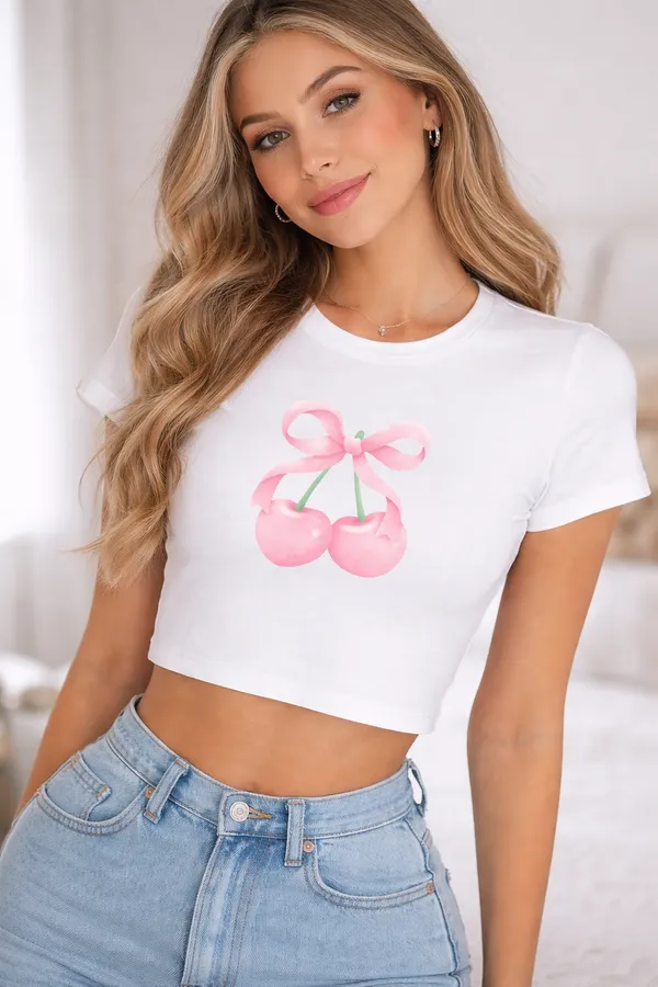 Cherries_In_A_Bow_Baby_Tee_190Gsm_Cotton_Crop_Tee