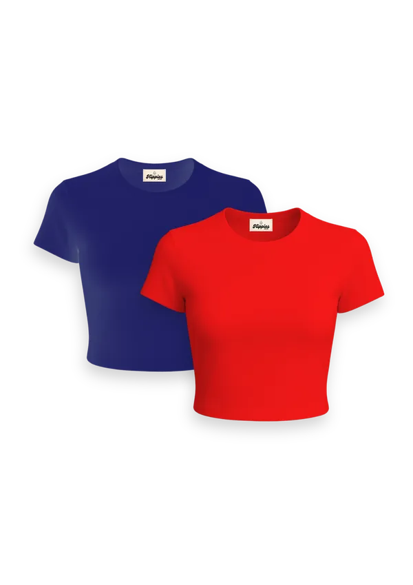 Combo_of_Solid_Baby_Tees(2)__|_Navy_Blue_&_Red|_180Gsm_Cotton_Crop_T-shirt