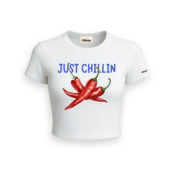 just_chillin!_White_Crop_tee_|_190GSM_cotton