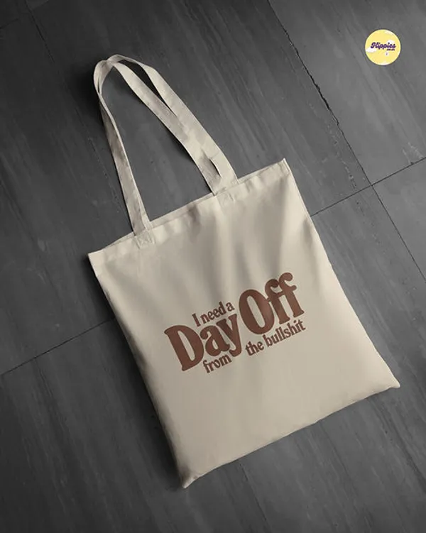 Combo_of_'day_off_from_the_bullshit'_Everyday_Tote_bag_&_Canvas_pouch_|_Tote_Bag_with_Non_Zipper_Closure