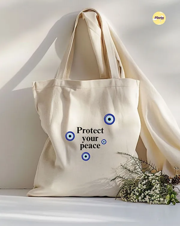 Combo_of_'Protect_Your_Energy'_Everyday_Tote_bag_&_Pouch_|_Tote_bag_with_non-zipper_closure