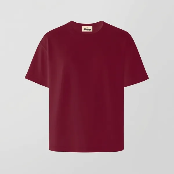 Maroon_Solid_Oversized_Tee_240Gsm_Cotton_Tshirt
