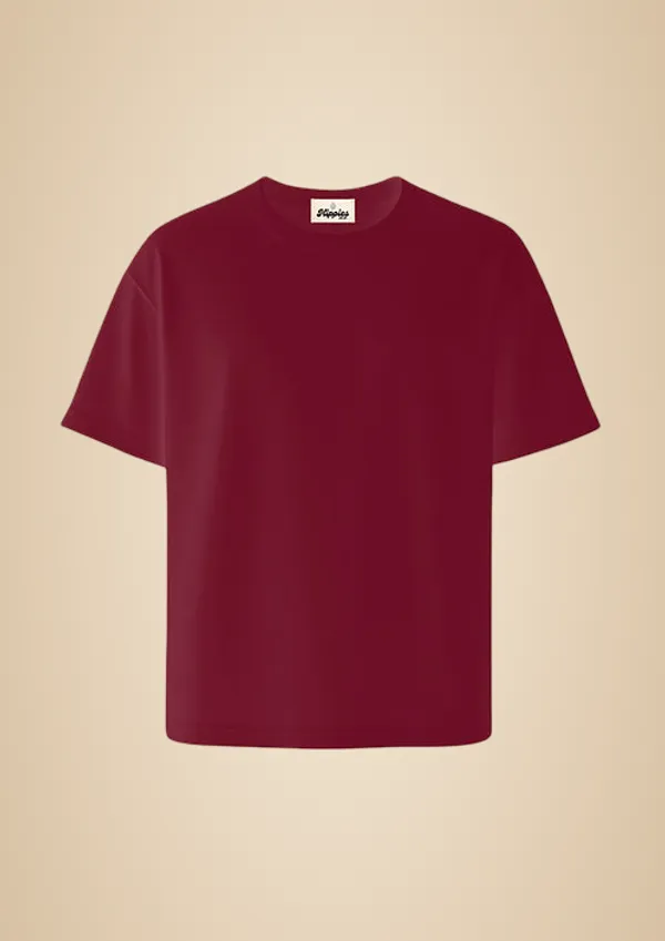Maroon_Solid_Oversized_Tee_240Gsm_Cotton_Tshirt