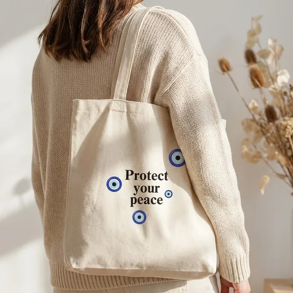 Combo_of_'Protect_Your_Energy'_Everyday_Tote_bag_&_Pouch_|_Tote_bag_with_non-zipper_closure