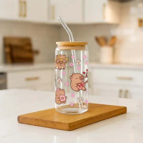 Capybara_Glass_Tumbler_With_Straw