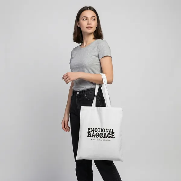 Combo_of_'Emotional_Baggage'_Everyday_Tote_bag_&_Canvas_pouch_|_Tote_Bag_with_Non_Zipper_Closure