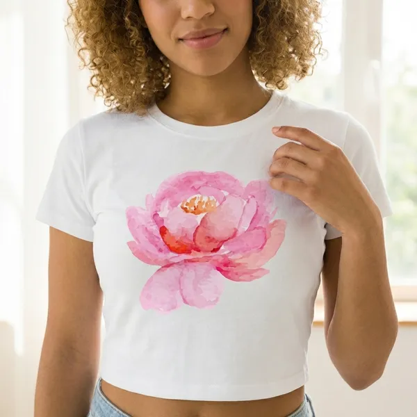 Pink_Lotus_Baby_Tee_190Gsm_Cotton_Crop_Tee