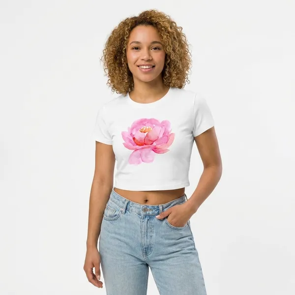Pink_Lotus_Baby_Tee_190Gsm_Cotton_Crop_Tee