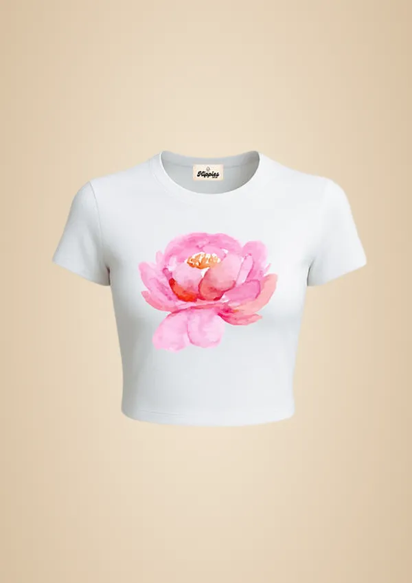 Pink_Lotus_Baby_Tee_190Gsm_Cotton_Crop_Tee