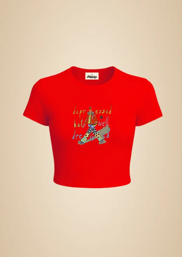 Depressed_But_Well_Dressed_Baby_Tee_190Gsm_Cotton_Tee