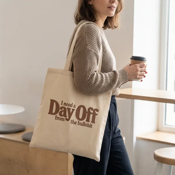 Combo_of_'day_off_from_the_bullshit'_Everyday_Tote_bag_&_Canvas_pouch_|_Tote_Bag_with_Non_Zipper_Closure