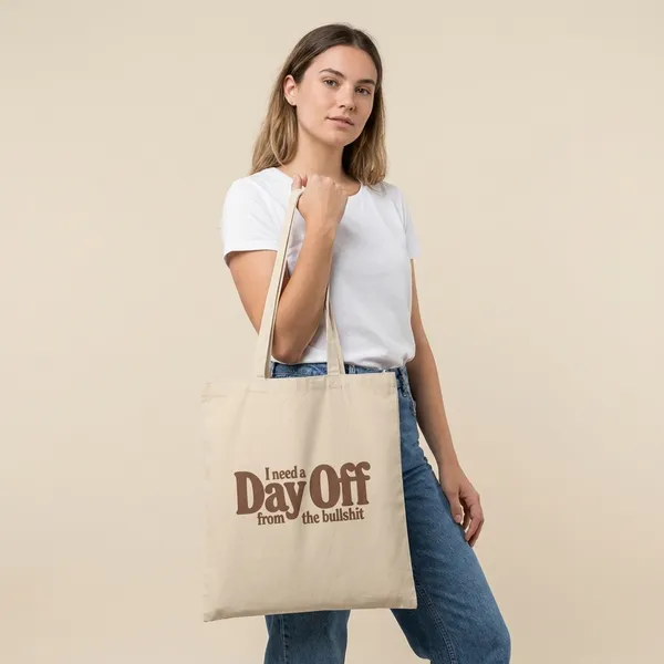 Combo_of_'day_off_from_the_bullshit'_Everyday_Tote_bag_&_Canvas_pouch_|_Tote_Bag_with_Non_Zipper_Closure