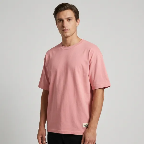 Salmon_Pink_Solid_Oversized_Tee_240Gsm_Cotton_Tshirt
