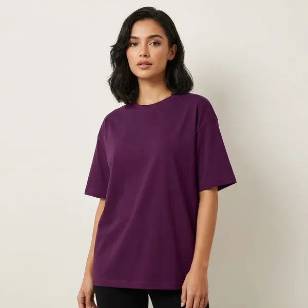 Wine_Solid_Oversized_Tee_240Gsm_Cotton_Tshirt