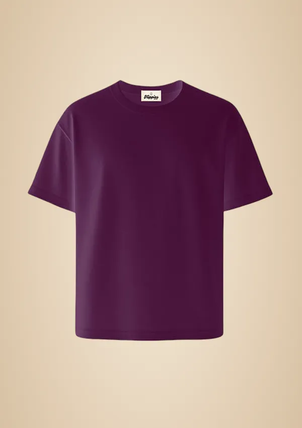 Wine_Solid_Oversized_Tee_240Gsm_Cotton_Tshirt