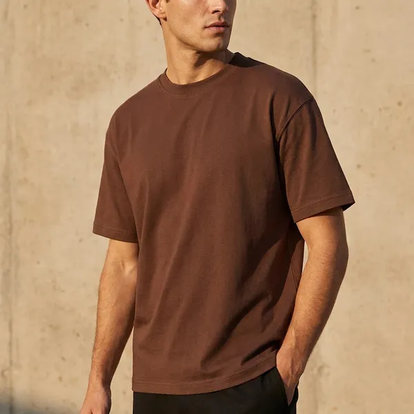 Brown_Solid_Oversized_Tee_240Gsm_Cotton_Tshirt