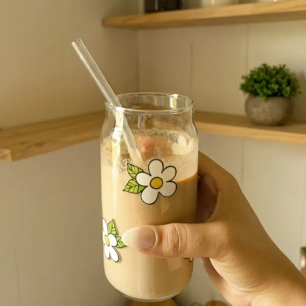 White_Flower_Glass_Tumbler_With_Straw
