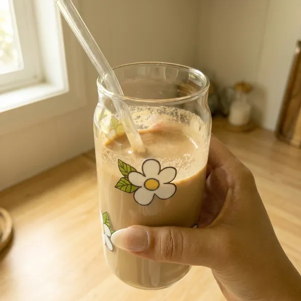 White_Flower_Glass_Tumbler_With_Straw