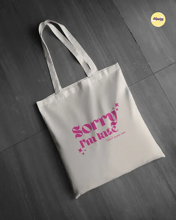Combo_of_'sorry_i'm_late'_Everyday_Tote_bag_&_Canvas_pouch_|_Tote_Bag_with_Non_Zipper_Closure