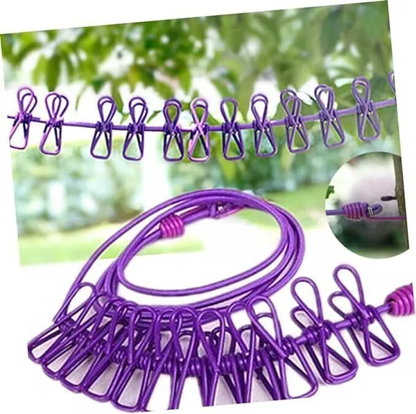 Purple_Cloth_Drying_Rope_With_12_Clips(Pack_Of_2)