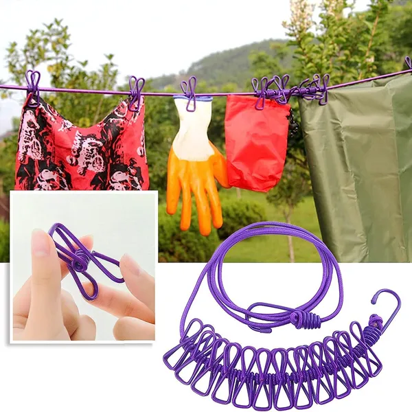 Purple_Cloth_Drying_Rope_With_12_Clips(Pack_Of_2)