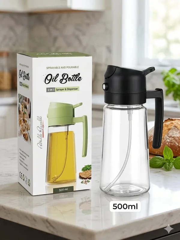 Sprayable_and_Pourable_(2_in_1)_Plastic_Oil_Bottle_Black_with_Long_Handle__Silicone_Brush