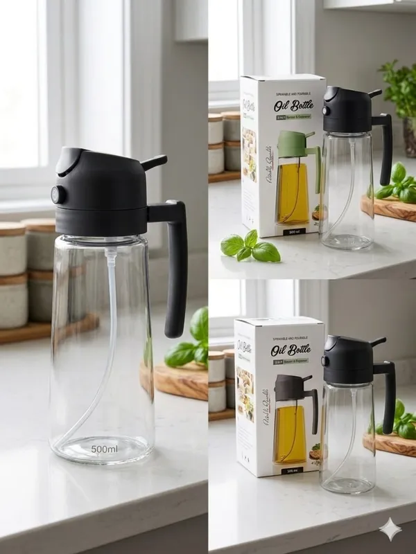 Sprayable_and_Pourable_(2_in_1)_Plastic_Oil_Bottle_Black_with_Long_Handle__Silicone_Brush