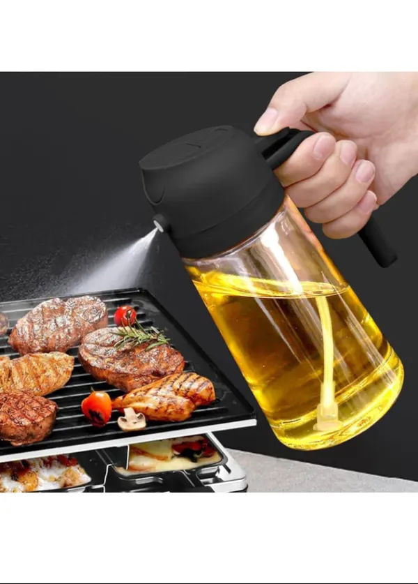 Sprayable_and_Pourable_(2_in_1)_Plastic_Oil_Bottle_Black_with_Long_Handle__Silicone_Brush