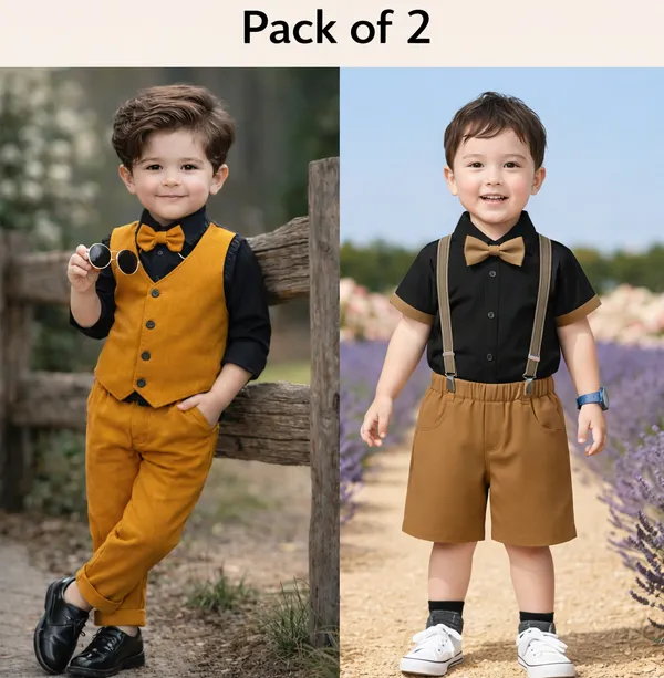 Khaki_Cotton_Premium_And_Fancy_Design_Suit_Set_For_Boys_(Pack_Of_2)