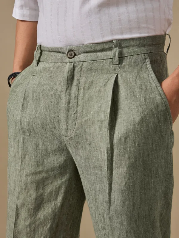 100%_Linen_Regular_Fit_Pleated_Trouser
