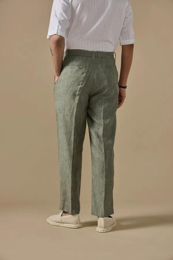 100%_Linen_Regular_Fit_Pleated_Trouser