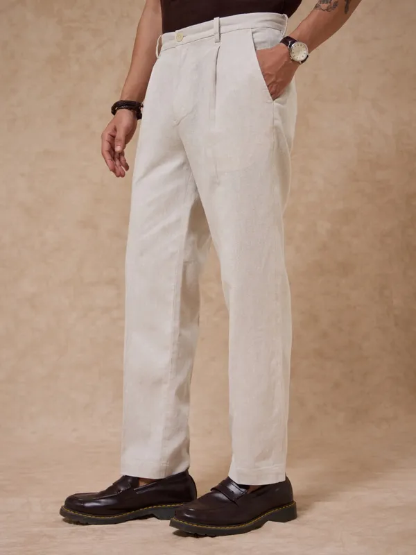 Cotton-Linen_Regular_Fit_Pleated_Trouser