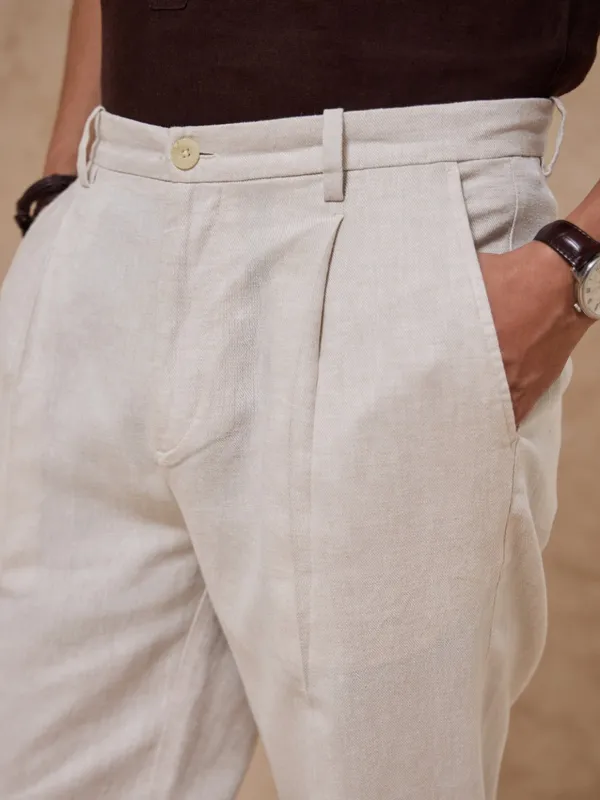 Cotton-Linen_Regular_Fit_Pleated_Trouser